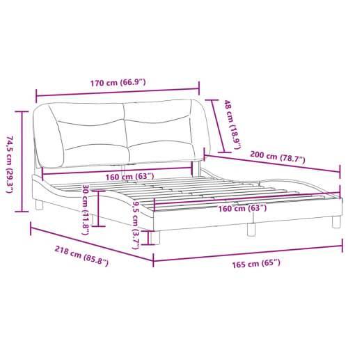 Okvir za krevet s uzglavljem sivi 160x200 cm od umjetne kože - Siva 160 x 200 cm Cijena