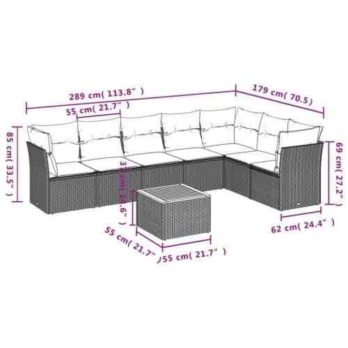 Vrtna garnitura - 8-dijelni set vrtnih sofa od poliratana s jastucima crni - Crna i krem 8 Cijena