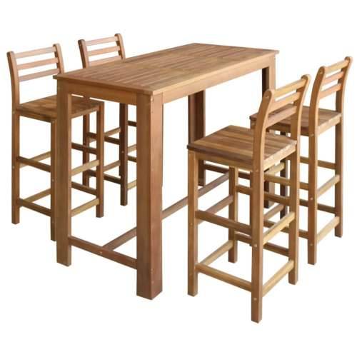 Barski stol i stolice set 5 komada od masivnog drva akacije Cijena