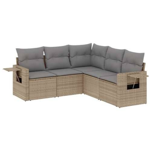 5-dijelni vrtni set sofa s jastucima bež od poliratana - bež i siva Bez stola 1 Cijena