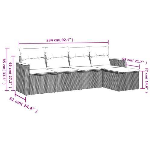 5-dijelni vrtni set sofa s jastucima bež od poliratana - bež i siva Bez stola 1 Cijena