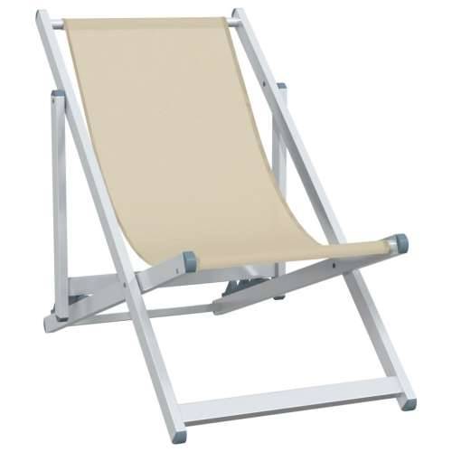 Sklopive stolice za plažu 2 kom krem od aluminija i tekstilena - Krema 2 Cijena