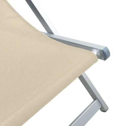 Sklopive stolice za plažu 2 kom krem od aluminija i tekstilena - Krema 2 Cijena