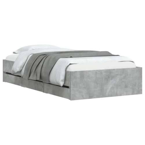 Okvir kreveta s ladicama siva boja betona 90x200 cm drveni - Beton siva 90 x 200 cm Cijena