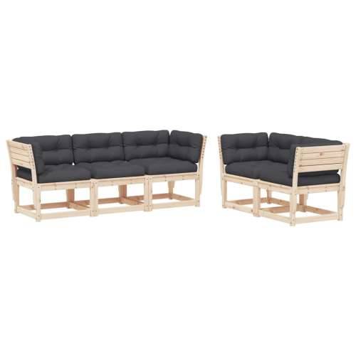 Vrtna garnitura - 5-dijelni set vrtnih sofa od masivne borovine s jastucima - Prirodna boja bora s jastučićima 5 Cijena