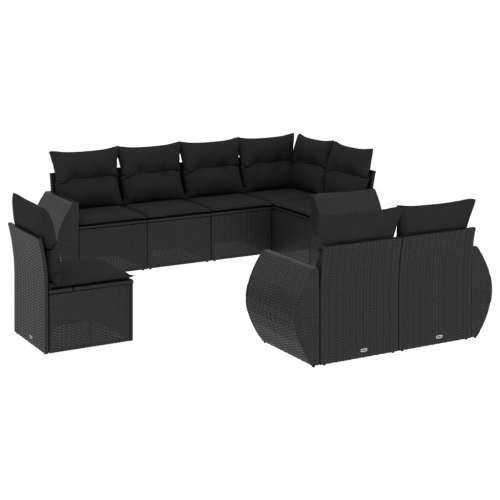 Vrtna garnitura - 8-dijelni set vrtnih sofa od poliratana s jastucima crni - Crna 1 Bez stola Cijena