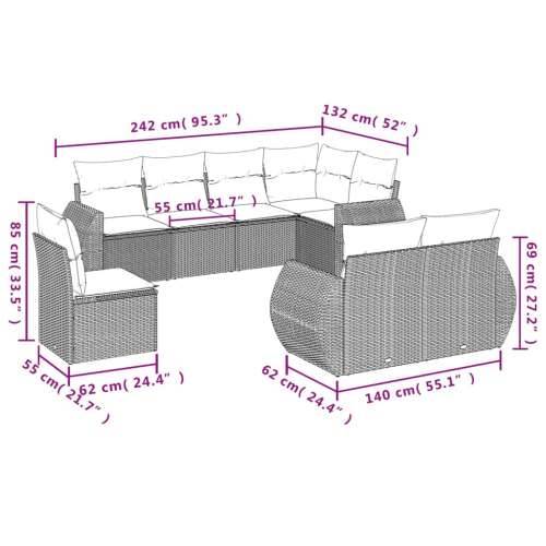 Vrtna garnitura - 8-dijelni set vrtnih sofa od poliratana s jastucima crni - Crna 1 Bez stola Cijena