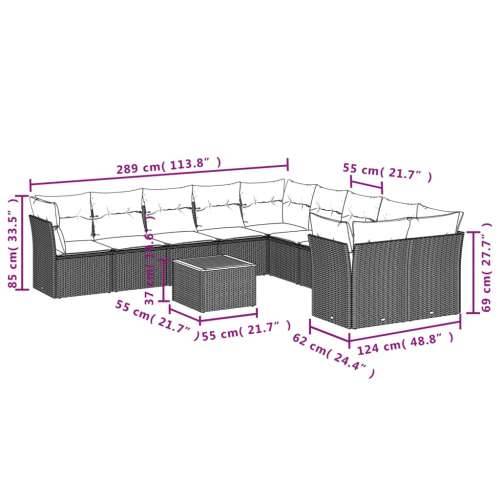 Vrtna garnitura - 11-dijelni set vrtnih sofa od poliratana s jastucima crni - Crna i krem stol + 6x srednja + 4x kutna 1 Cijena