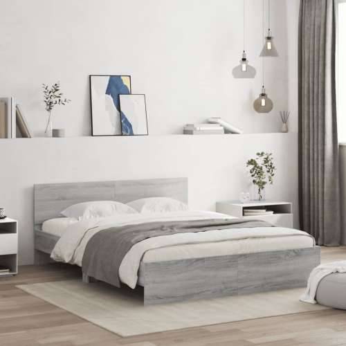 Okvir kreveta s uzglavljem LED siva boja hrasta 160x200 cm - Sivi hrast sonoma 160 x 200 cm Cijena