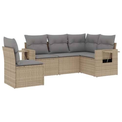 5-dijelni vrtni set sofa s jastucima bež od poliratana - bež i siva Bez stola 1 Cijena