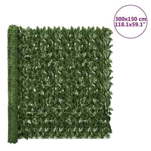 Balkonski zaslon za privatnost s tamnozelenim lišćem 300x150 cm - Tamnozelena 300 x 150 cm Cijena