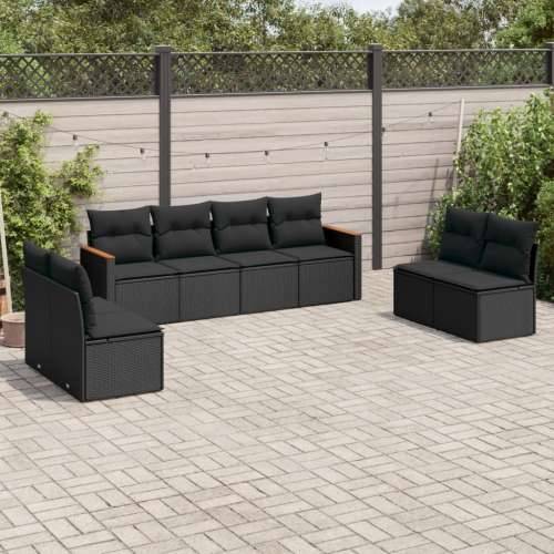 Vrtna garnitura - 8-dijelni set vrtnih sofa od poliratana s jastucima crni - Crna Bez stola 1 Cijena