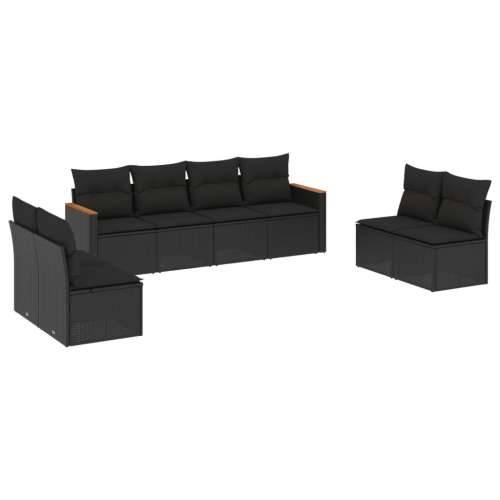 Vrtna garnitura - 8-dijelni set vrtnih sofa od poliratana s jastucima crni - Crna Bez stola 1 Cijena