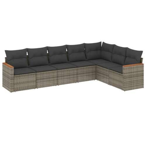 Vrtna garnitura - 7-dijelni set vrtnih sofa sivi od poliratana - Siva Bez stola 1 Cijena