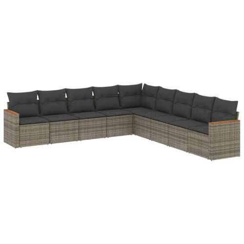 Vrtna garnitura - 9-dijelni set vrtnih sofa od poliratana s jastucima sivi - Siva Bez stola 1 Cijena