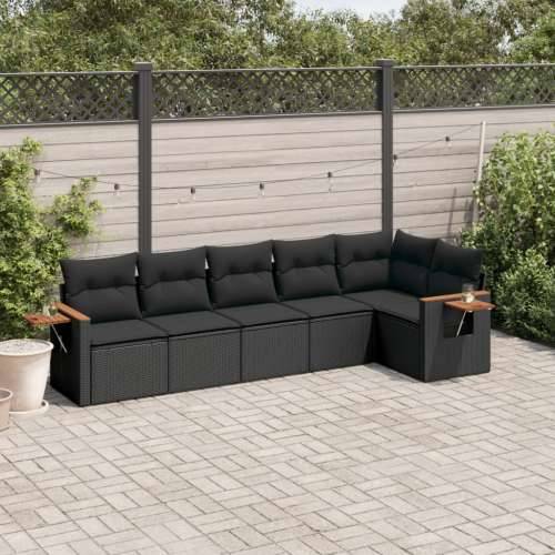 Vrtna garnitura - 6-dijelni set vrtnih sofa s jastucima crni od poliratana - Crna Bez stola 1 Cijena