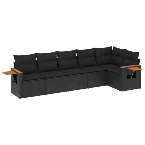 Vrtna garnitura - 6-dijelni set vrtnih sofa s jastucima crni od poliratana - Crna Bez stola 1 Cijena