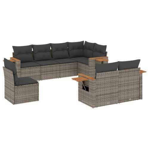 Vrtna garnitura - 8-dijelni set vrtnih sofa od poliratana s jastucima sivi - Siva Bez stola 1 Cijena