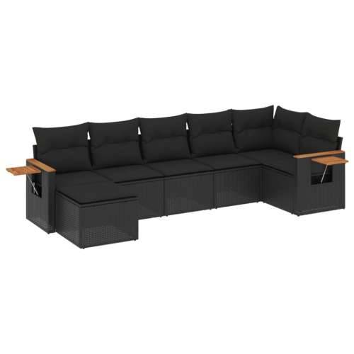Vrtna garnitura - 7-dijelni set vrtnih sofa od poliratana s jastucima crni - Crna Bez stola 1 Cijena