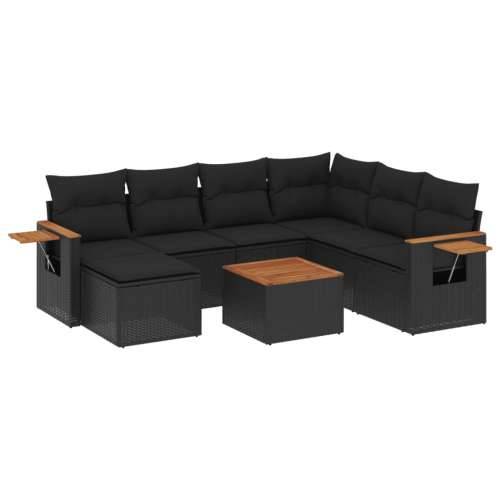 Vrtna garnitura - 8-dijelni set vrtnih sofa od poliratana s jastucima crni - Crna Sa stolom 1 Cijena