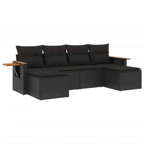 Vrtna garnitura - 6-dijelni set vrtnih sofa s jastucima crni od poliratana - Crna Bez stola 1 Cijena