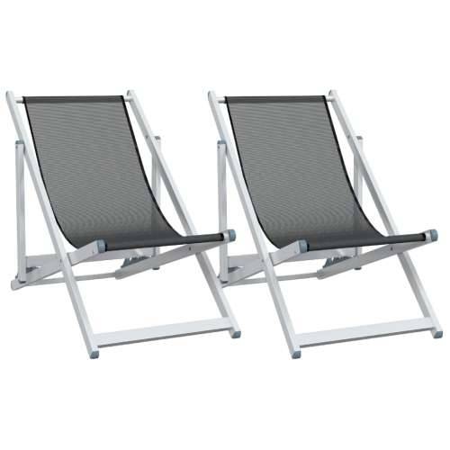 Sklopive stolice za plažu 2 kom sive od aluminija i tekstilena - Siva 2 Cijena