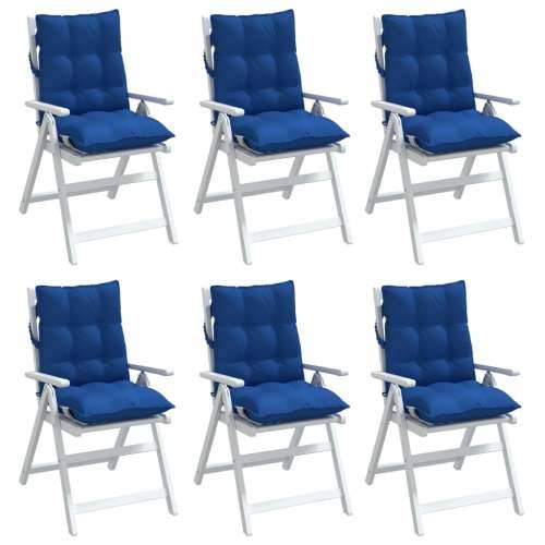 Jastuci za stolicu s niskim naslonom 6 kom plavi od tkanine - Kraljevski plava 6 with 2 elastic straps Cijena