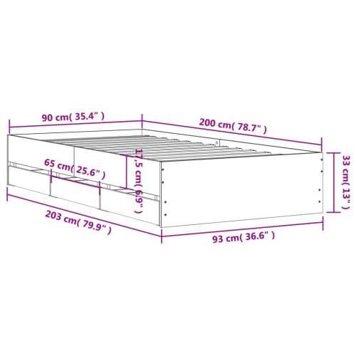 Okvir kreveta s ladicama bez madraca bijeli 90x200 cm Bijela 90 x 200 cm Cijena