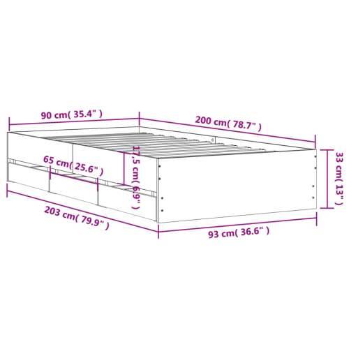 Okvir za krevet s ladicama boja hrasta 90x200 cm - sonoma hrast 90 x 200 cm Cijena