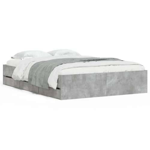 Okvir kreveta s ladicama siva boja betona 135x190 cm drveni - Beton siva 135 x 190 cm Cijena