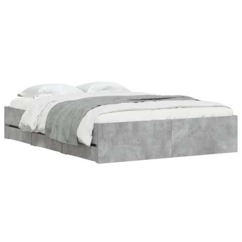 Okvir kreveta s ladicama siva boja betona 135x190 cm drveni - Beton siva 135 x 190 cm Cijena