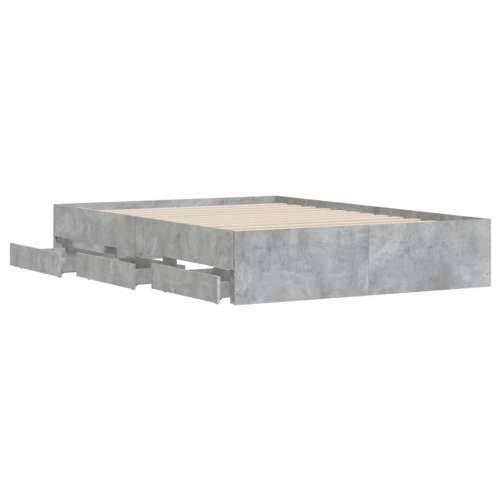 Okvir kreveta s ladicama siva boja betona 135x190 cm drveni - Beton siva 135 x 190 cm Cijena