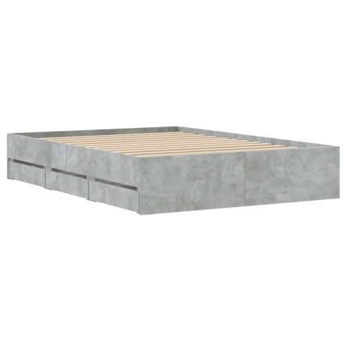 Okvir kreveta s ladicama siva boja betona 135x190 cm drveni - Beton siva 135 x 190 cm Cijena