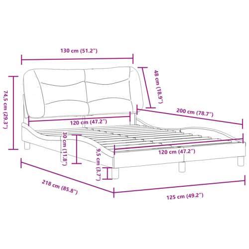Okvir za krevet boja cappuccina 120x200 cm umjetna koža - Boja cappuccina 120 x 200 cm Cijena