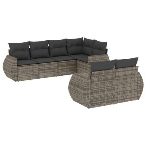 Vrtna garnitura - 7-dijelni set vrtnih sofa sivi od poliratana - Siva 1 Cijena