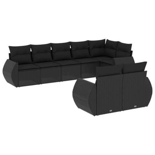 8-dijelni set vrtnih sofa od poliratana s jastucima crni Cijena