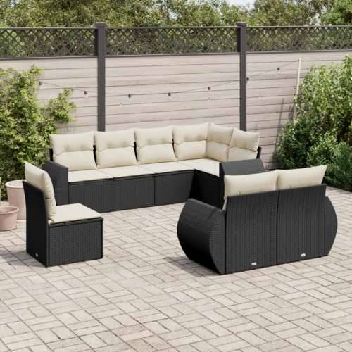 Vrtna garnitura - 8-dijelni set vrtnih sofa od poliratana s jastucima crni - Crna i krem 1 Bez stola Cijena