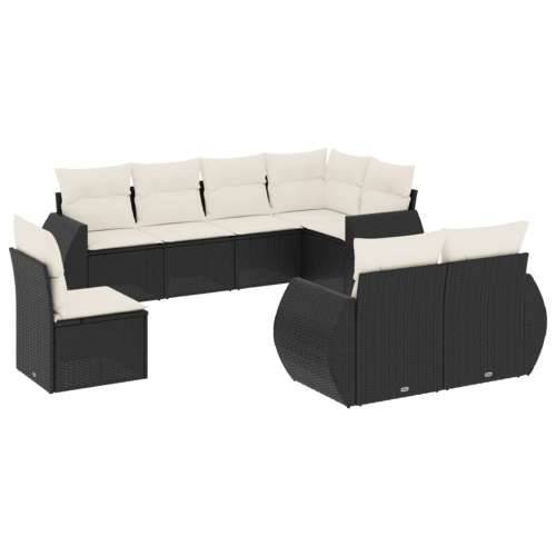 Vrtna garnitura - 8-dijelni set vrtnih sofa od poliratana s jastucima crni - Crna i krem 1 Bez stola Cijena