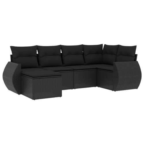 Vrtna garnitura - 6-dijelni set vrtnih sofa s jastucima crni od poliratana - Crna 1 Bez stola Cijena