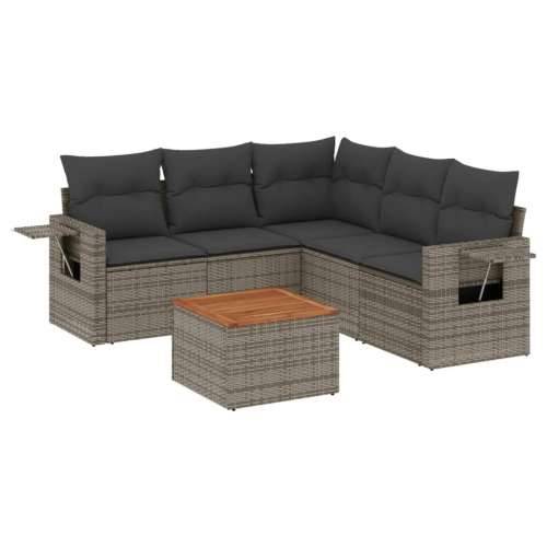 6-dijelni set vrtnih sofa od poliratana s jastucima sivi Cijena
