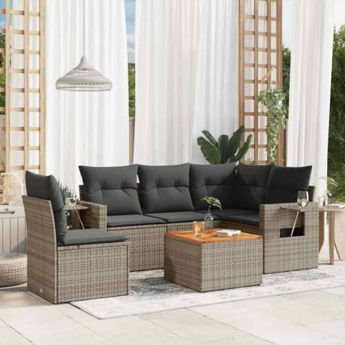 Vrtna garnitura - 6-dijelni set vrtnih sofa od poliratana s jastucima sivi - Siva 2x middle + table + 1x corner 1 Cijena
