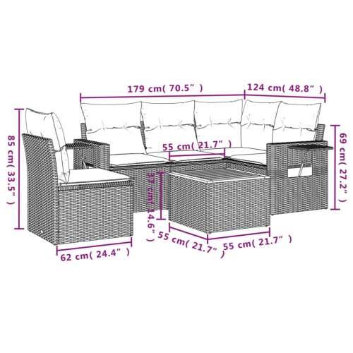 Vrtna garnitura - 6-dijelni set vrtnih sofa od poliratana s jastucima sivi - Siva 2x middle + table + 1x corner 1 Cijena
