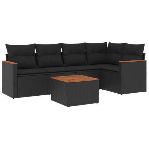 Vrtna garnitura - 6-dijelni set vrtnih sofa s jastucima crni od poliratana - Crna Sa stolom 1 Cijena