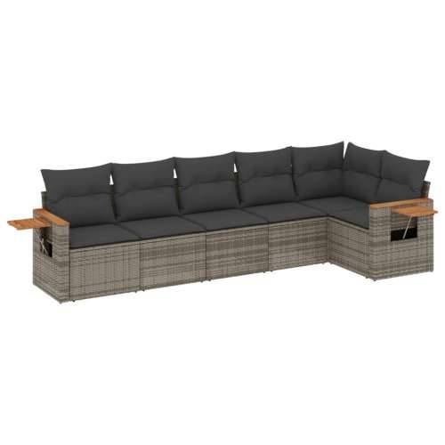 Vrtna garnitura - 6-dijelni set vrtnih sofa od poliratana s jastucima sivi - Siva Bez stola 1 Cijena