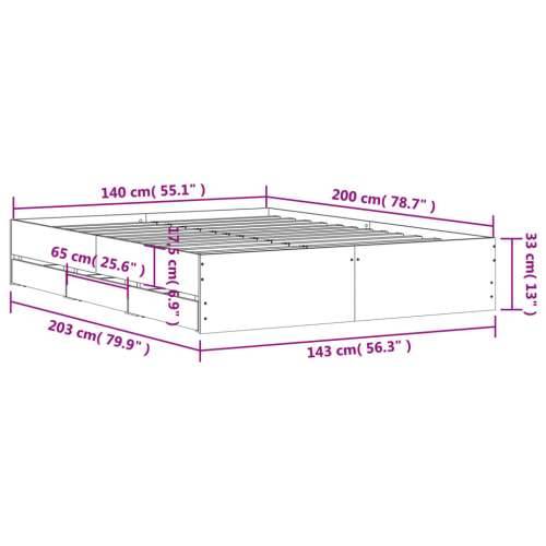 Okvir za krevet s ladicama smeđa boja hrasta 140x200 cm drveni - Smeđi hrast 140 x 200 cm Cijena