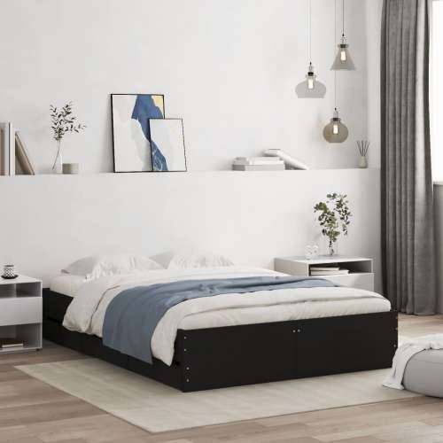 Okvir kreveta s ladicama crni 135 x 190 cm konstruirano drvo Crna 135 x 190 cm Cijena