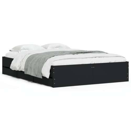 Okvir kreveta s ladicama crni 135 x 190 cm konstruirano drvo Crna 135 x 190 cm Cijena