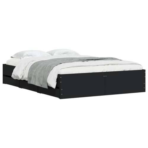 Okvir kreveta s ladicama crni 135 x 190 cm konstruirano drvo Crna 135 x 190 cm Cijena