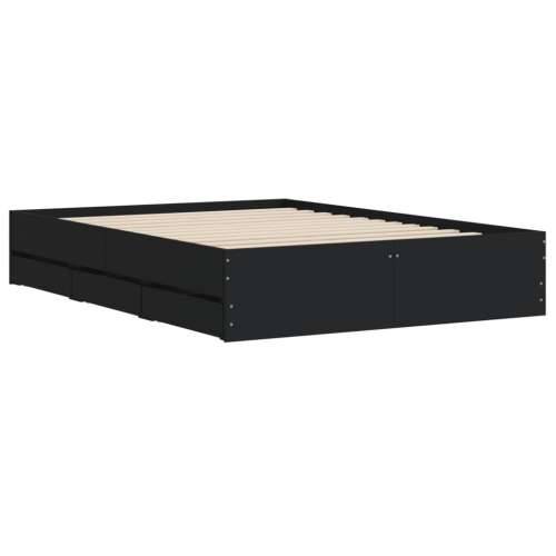 Okvir kreveta s ladicama crni 135 x 190 cm konstruirano drvo Crna 135 x 190 cm Cijena