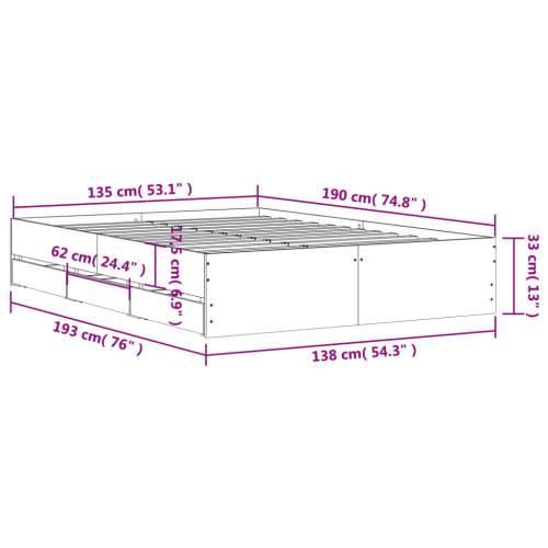 Okvir kreveta s ladicama crni 135 x 190 cm konstruirano drvo Crna 135 x 190 cm Cijena